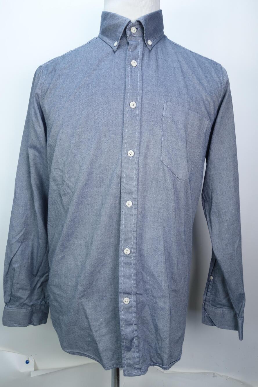 Outlier Shirt Mens Large Blue Cotton Button Down Slim Fit Made In USA NYC